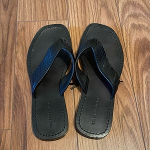 Frye black fringe sandals